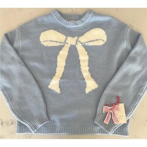 A New Day Target Light Blue Bow Sweater Medium Fall Ole Miss NEW